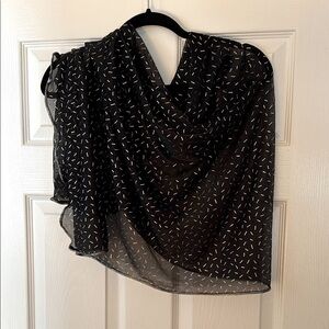 Black Sheer Scarf with Silver Dashes